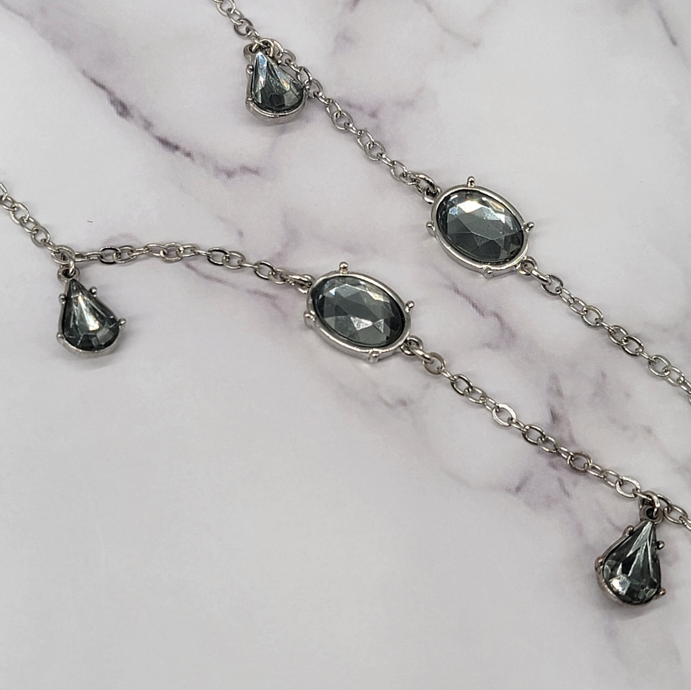 Chico’s Aquamarine Teardrop Station Necklace - Picture 5 of 7